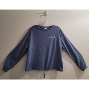 Dirtee Laundry Soft Blue "Smile" Long Sleeve Sweater Size Large